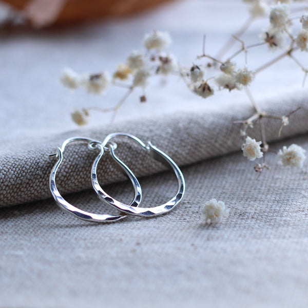 Hinged hammered hoops, creole hoops, handmade hoop earrings