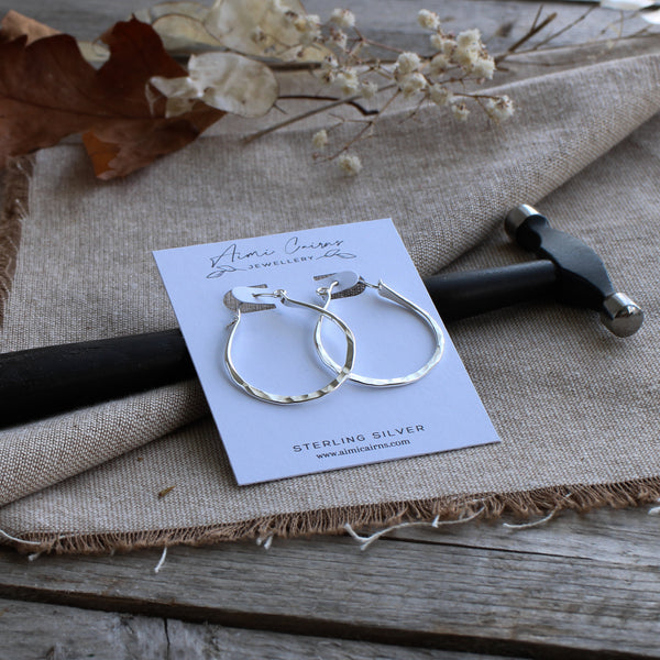 Hinged hammered hoop earrings