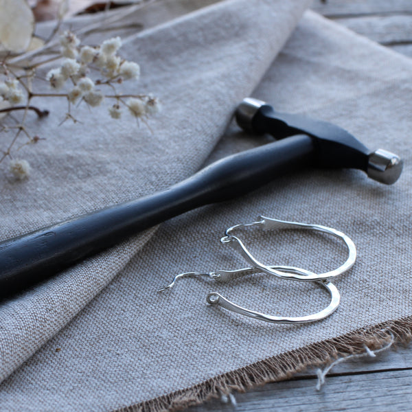 Hinged hammered hoop earrings