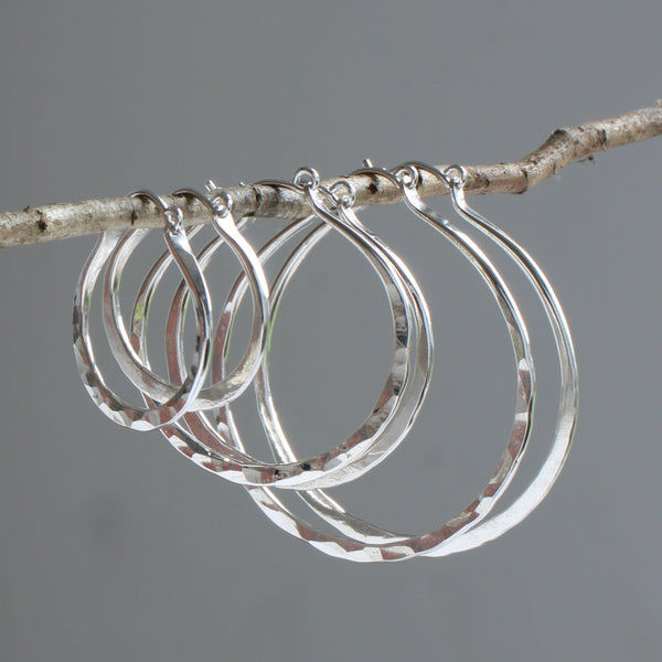 Hinged hammered hoop earrings