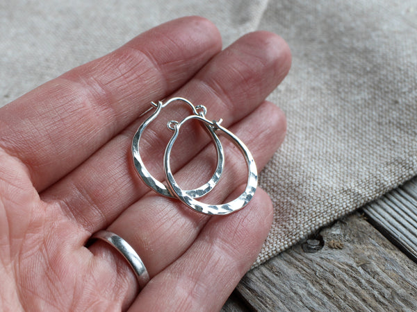 Hinged hammered hoop earrings