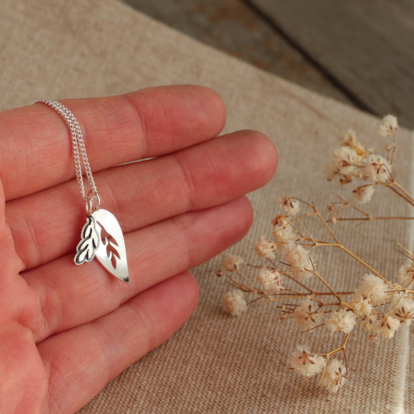 Layered Leaf Charm Necklace