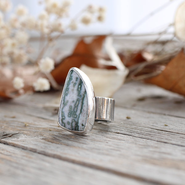 Ocean Jasper Silver Big Ring - Size N - Limited Edition No.118