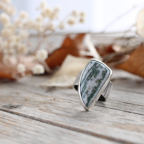 Ocean Jasper Silver Big Ring - Size N - Limited Edition No.118
