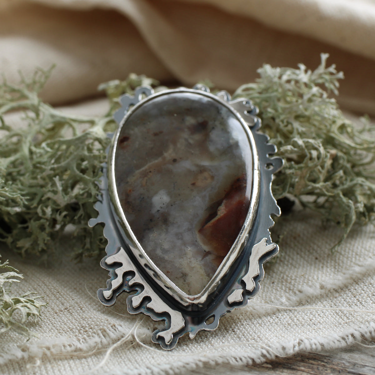 Calcedony Lichen Brooch Ltd Edition No 123