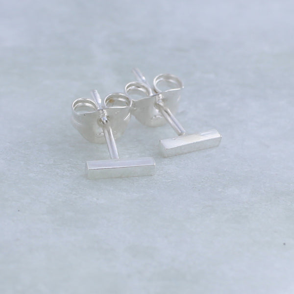 Bar Silver Stud Earrings