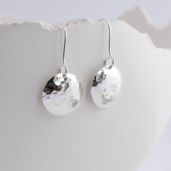 Hammered Disc Dangle Earrings