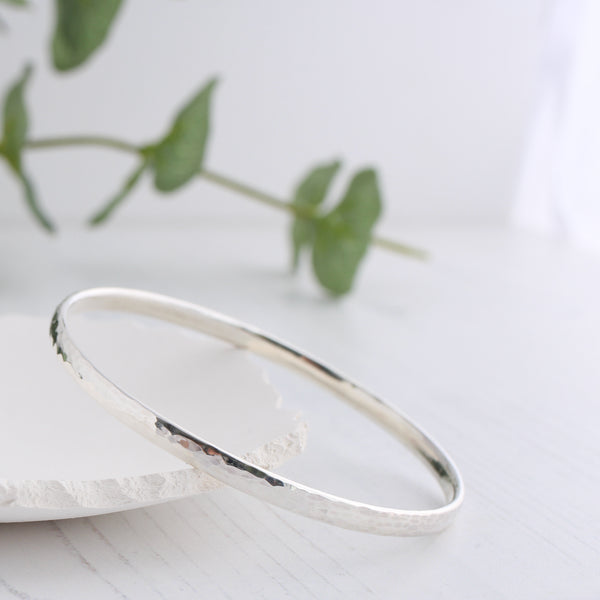 Hammered silver bangle