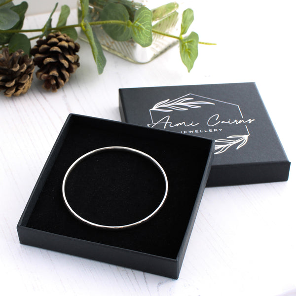 Hammered silver bangle