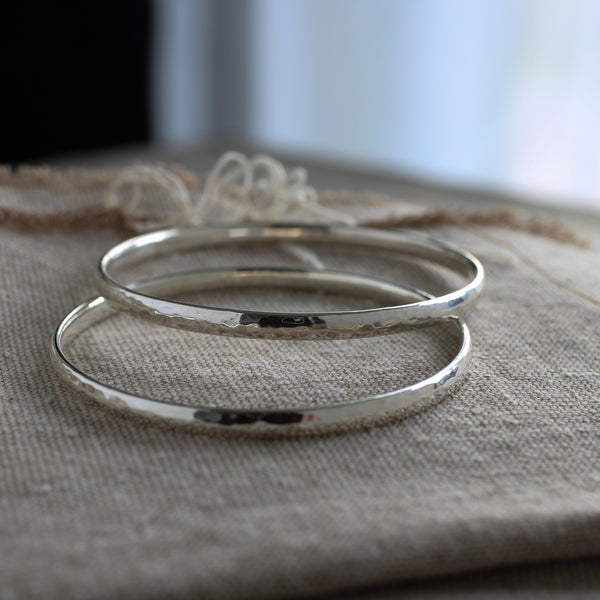 hammered silver bangles