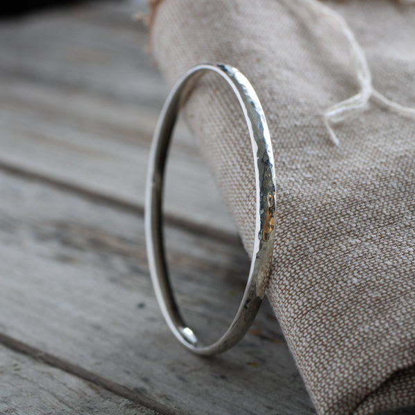 hammered silver bangles