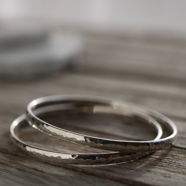 hammered silver bangles