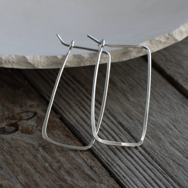 Thin silver hoop earrings