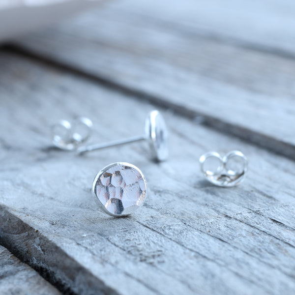 little hammered silver stud earrings