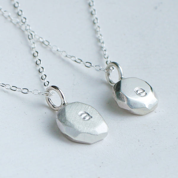 Personalised silver pebble necklace
