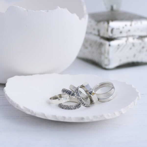 textured silver rings