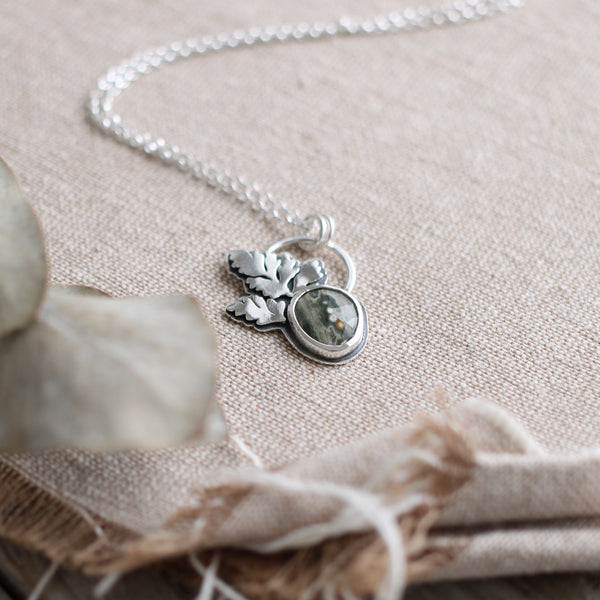 Wild carrot leaf and Jasper pendant Limited Edition No. 154