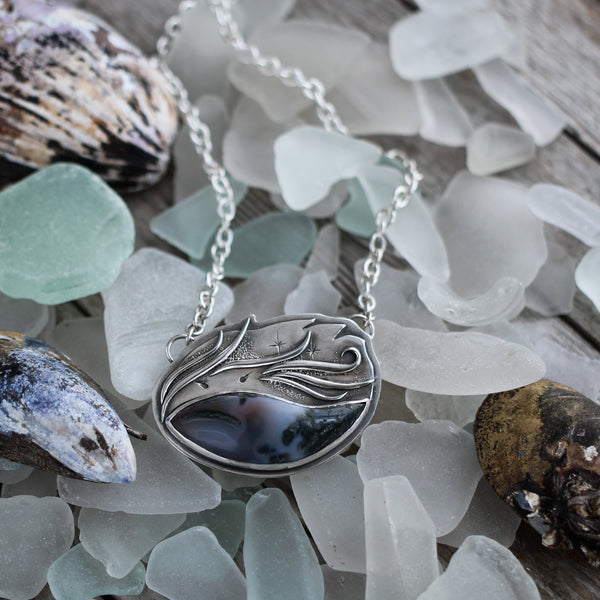 Selkie under the waves Moss Agate pendant - Limited Edition