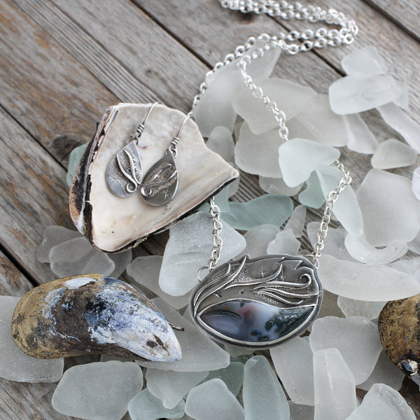 Selkie under the waves Moss Agate pendant - Limited Edition