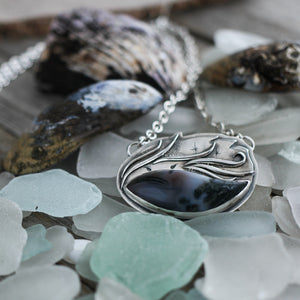 Selkie under the waves Moss Agate pendant - Limited Edition