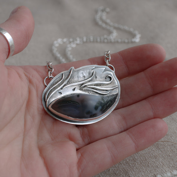Selkie under the waves Moss Agate pendant - Limited Edition