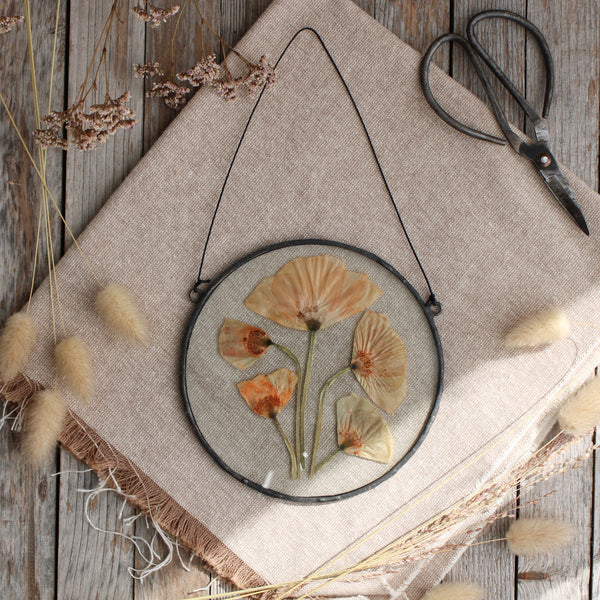 Pressed flower stained glass wall art