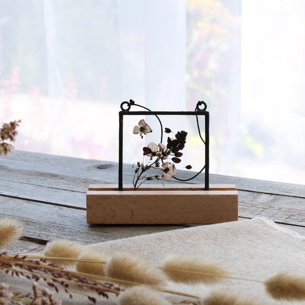 Pressed flower stained glass wall art