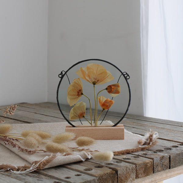Pressed flower stained glass wall art