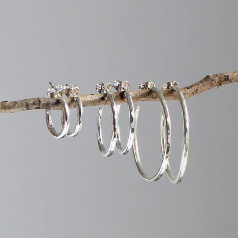 hammered silver hoop earrings