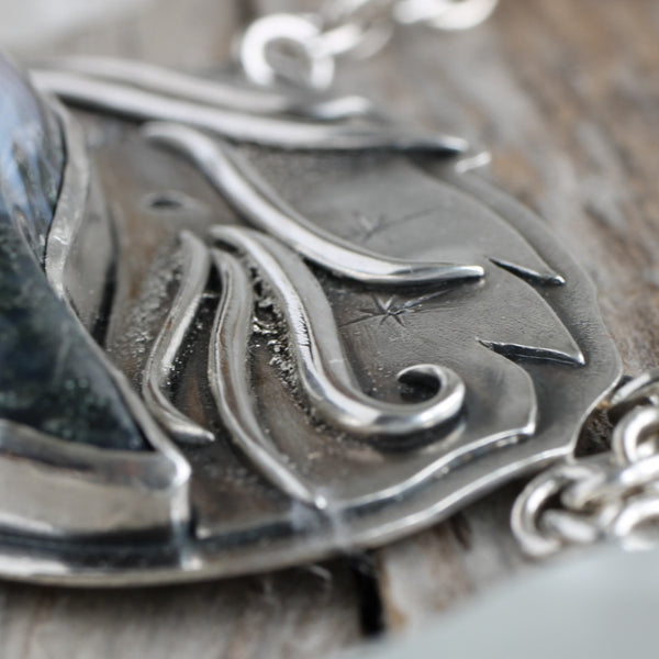 Selkie under the waves Moss Agate pendant - Limited Edition