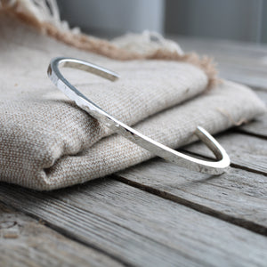 Hammered silver cuff bangle