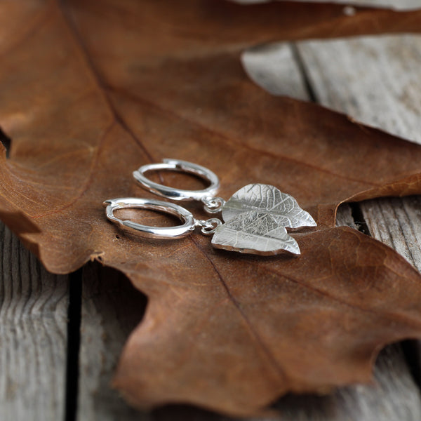 Leaf charm earrings