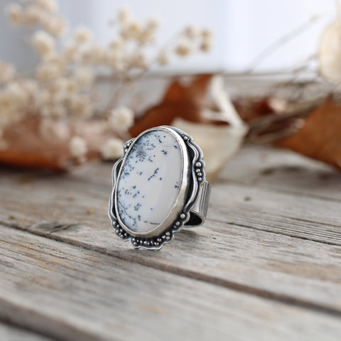 Dendritic Opal Silver Ring - Size P - Limited Edition No.113