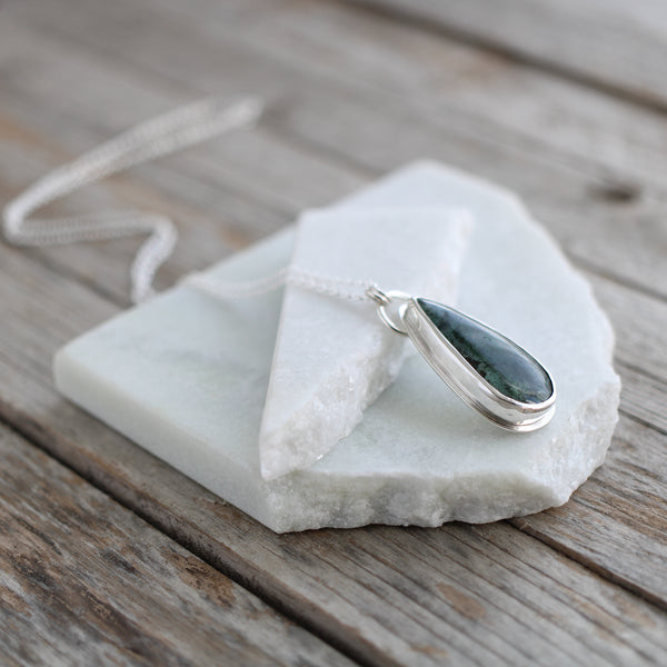 Moss Agate Silver Pendant - Limited Edition No.105