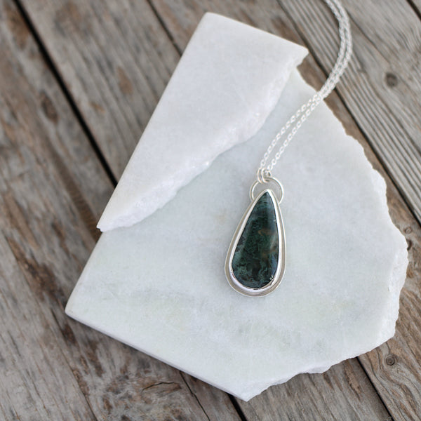 Moss Agate Silver Pendant - Limited Edition No.105