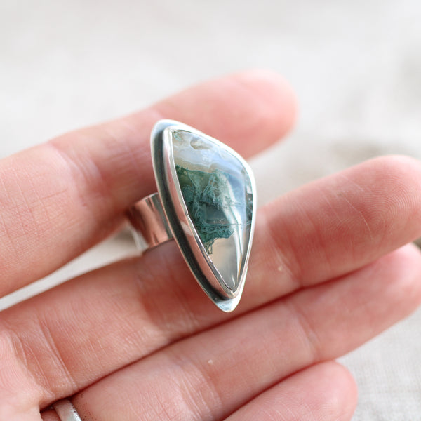 Moss Agate Silver Ring - Limited Edition No.108
