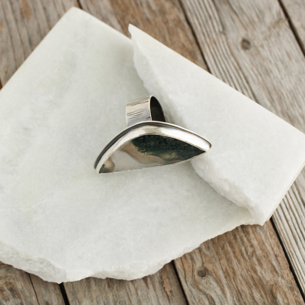 moss agate one of a kind handmade ring by aimi cairns jewellery