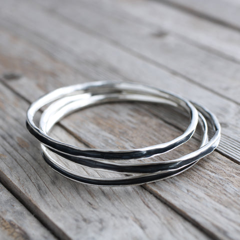 Oxidised silver bangle