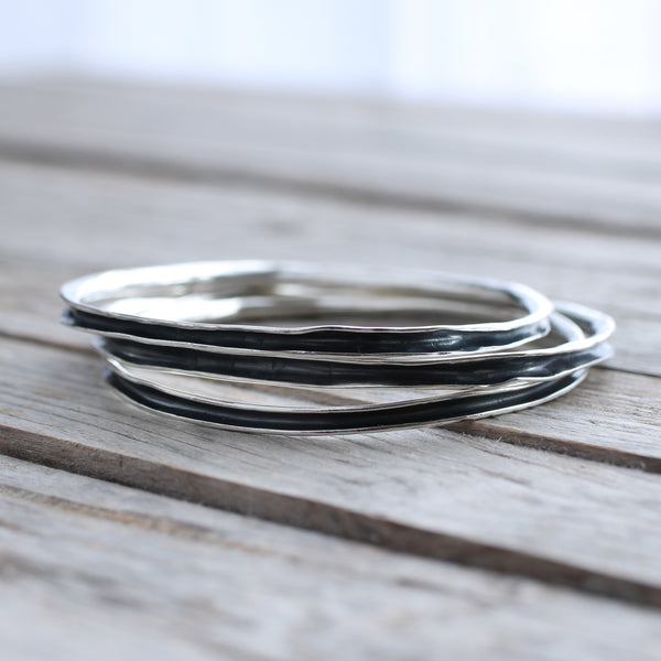Oxidised silver bangle
