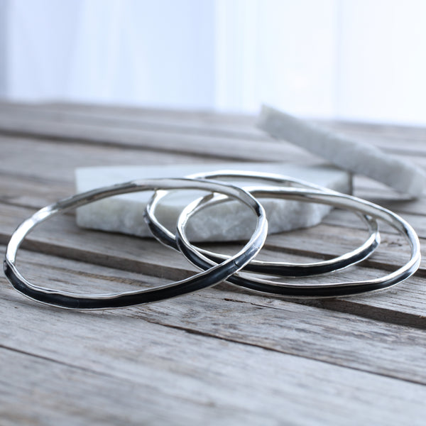 Oxidised silver bangle