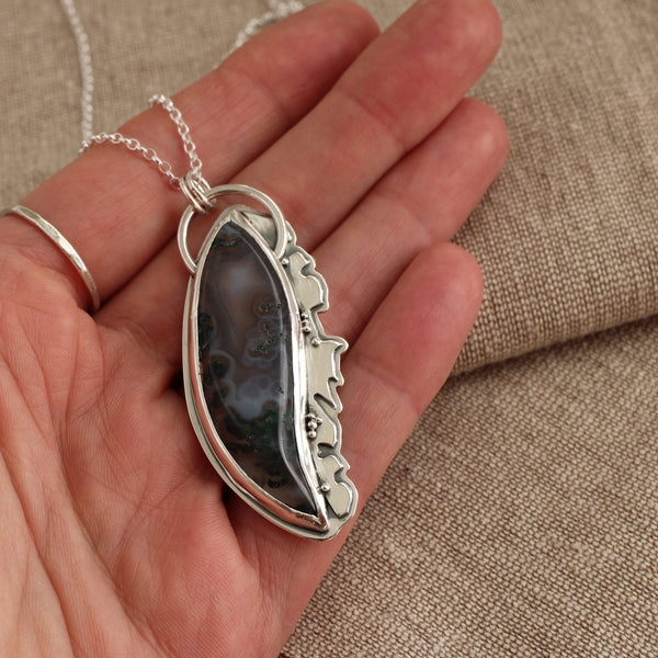 Tayside Moss Agate Silver Pendant - Limited Edition No.111