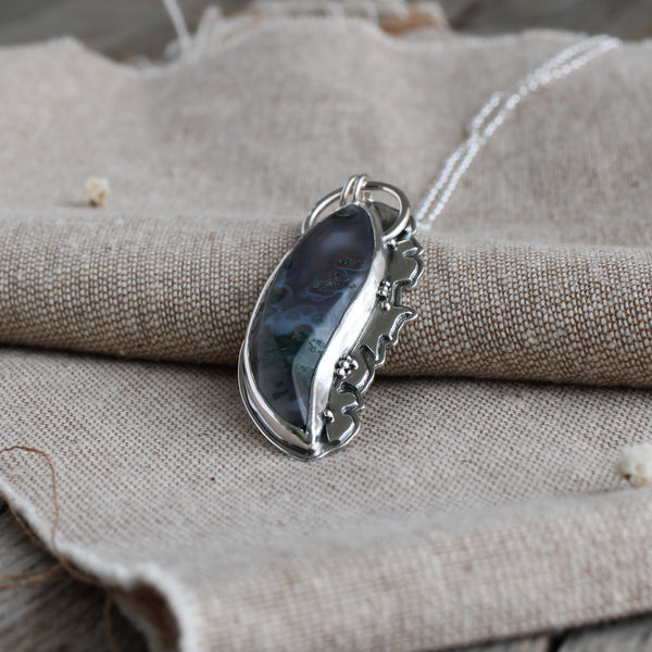 Tayside Moss Agate Silver Pendant - Limited Edition No.111