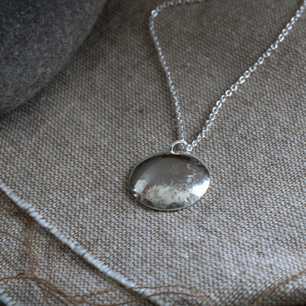 Stone silver disc necklace