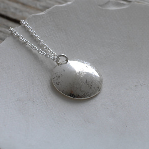 Stone silver disc necklace