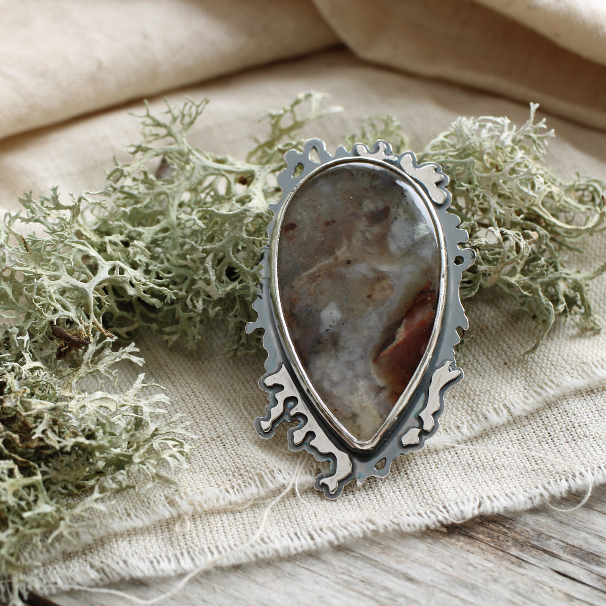 Calcedony Lichen Brooch Ltd Edition No 123