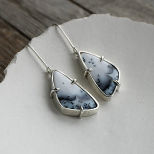 Limited edition handmade silver earrings with Dendritic Agate / Dendritic Opal 