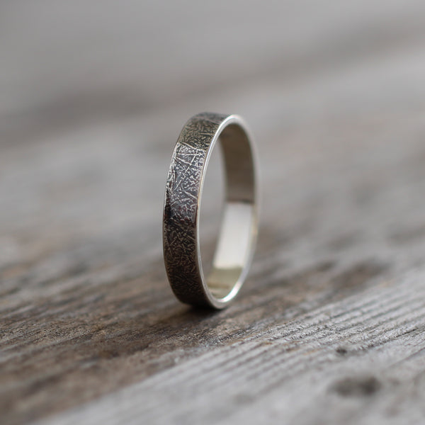 organic texture oxidised silver ring