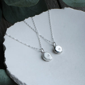 Personalised silver pebble necklace