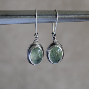 Prehnite silver earrings