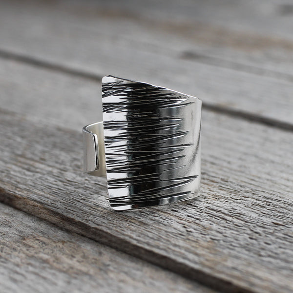 Chunky cuff ring, statement silver ring, huge silver ring, handmade ring